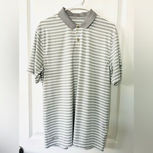 Grey and White Striped Nike Golf Shirt